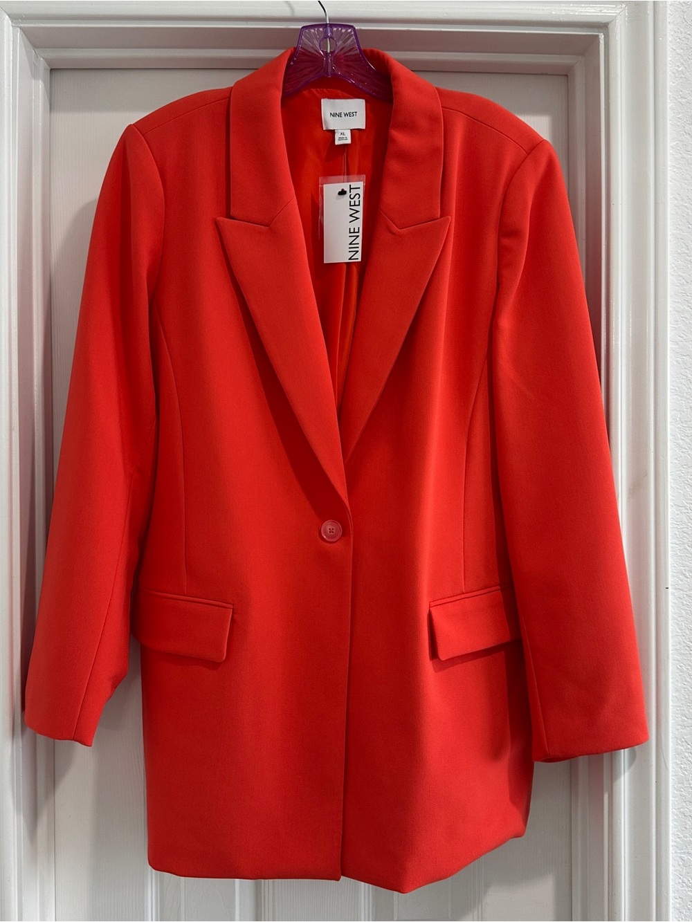 Nine West Bright Red-Orange Single-Button Blazer - NWT - XL